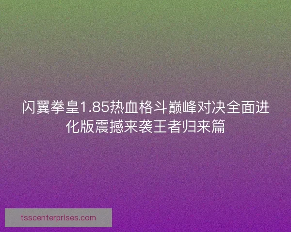 闪翼拳皇1.85热血格斗巅峰对决全面进化版震撼来袭王者归来篇