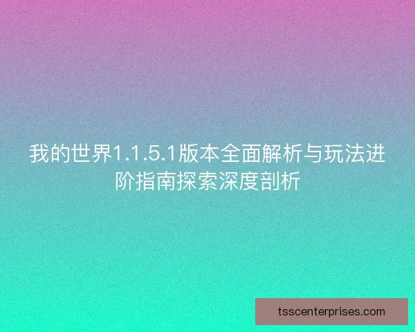 我的世界1.1.5.1版本全面解析与玩法进阶指南探索深度剖析